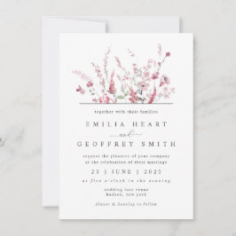 Wild Meadow Flower Dusty Roos Roze Minimal Wedding Kaart
