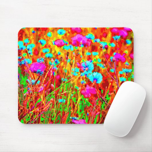 Wild Meadow Flowering in Pop Art Style Muismat (Met muis)
