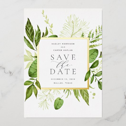 Wild Meadow Folie Save the Date Card Folie Uitnodiging (Voorkant)