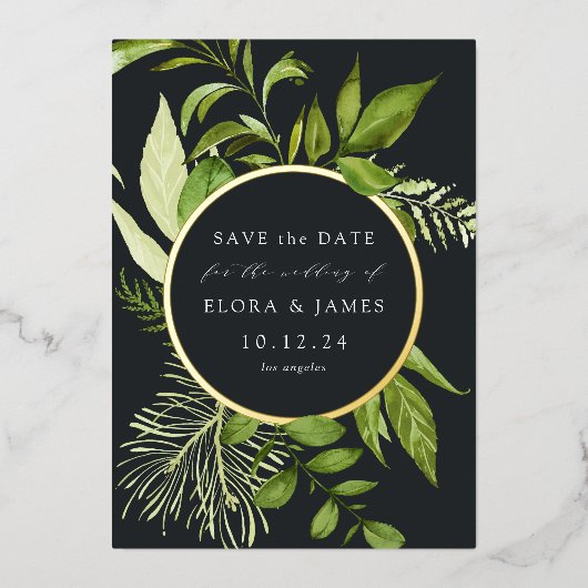 Wild Meadow Folie Save the Date Card Folie Uitnodiging (Voorkant)
