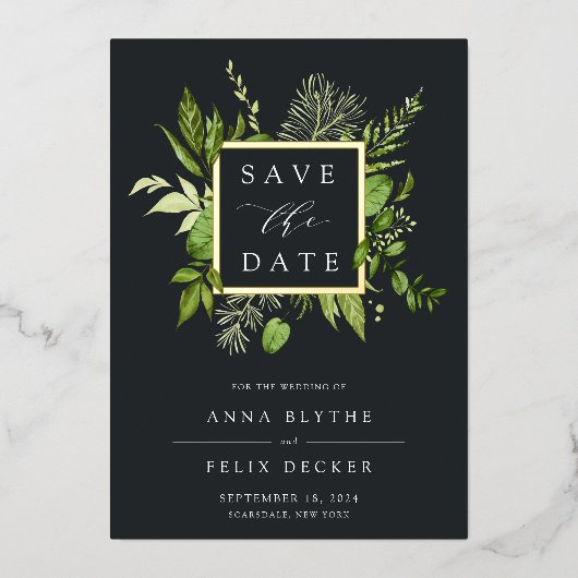 Wild Meadow Folie Wedding Save the Date Kaart (Voorkant)