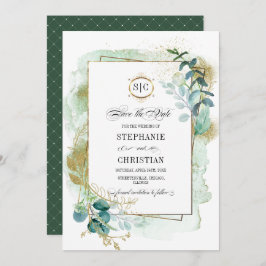 Wild Meadow | Green Botanical Save the Date Cards Kaart