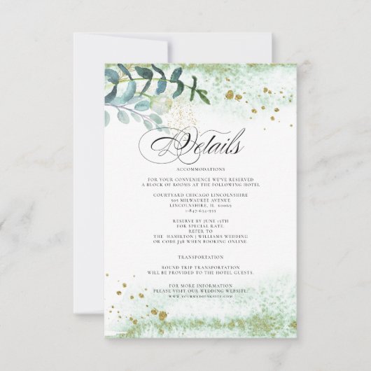 Wild Meadow | Green Botanical Wedding Details Kaar Kaart (Voorkant)