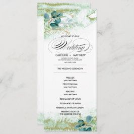 Wild Meadow | Green Botanical Wedding Program Card Kaart