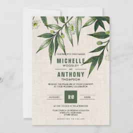 Wild Meadow | Greenery Botanical Burlap Wedding Kaart