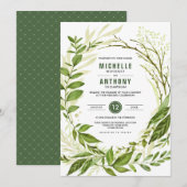 Wild Meadow | Groen botanisch huwelijk Kaart (Voorkant / Achterkant)