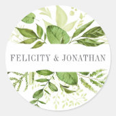 Wild Meadow | Groen botanisch huwelijk Ronde Sticker (Voorkant)
