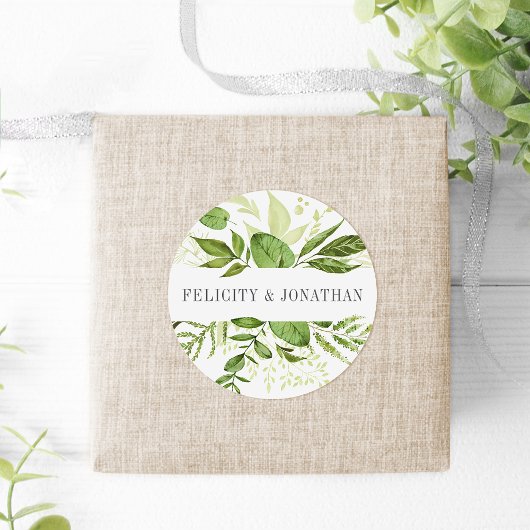 Wild Meadow | Groen botanisch huwelijk Ronde Sticker