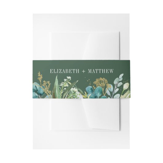 Wild Meadow | Groen botanisch huwelijk Uitnodigingen Wikkel (Voorkant Voorbeeld)