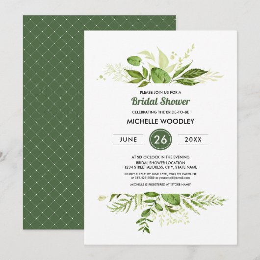 Wild Meadow | Groen botanisch Vrijgezellenfeest Kaart (Voorkant / Achterkant)