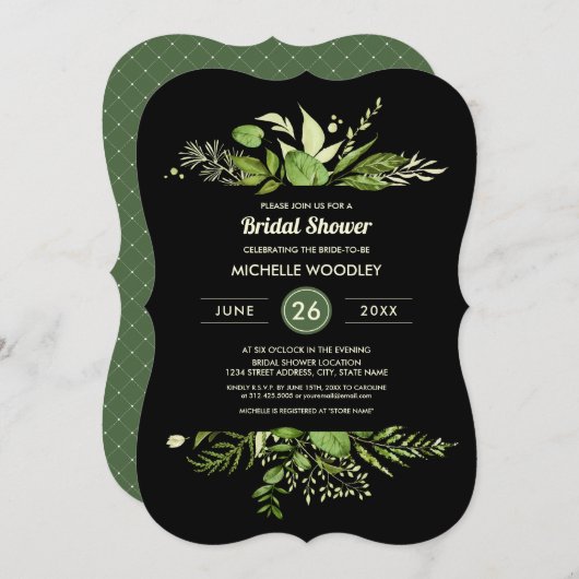 Wild Meadow | Groen botanisch Vrijgezellenfeest Kaart (Voorkant / Achterkant)