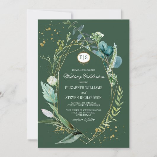 Wild Meadow | Groene botanische geometrische bruil Kaart (Voorkant)