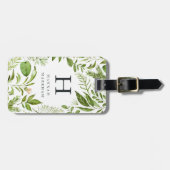 Wild Meadow | Groene botanische monogram Bagagelabel (Voorkant horizontaal)