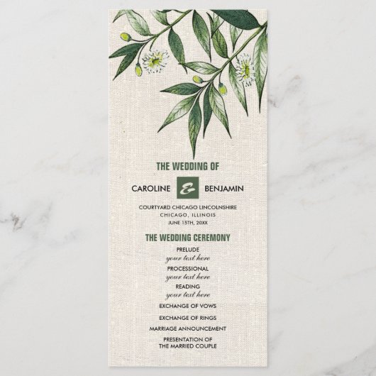 Wild Meadow | Groene botanische weddenschappen Programmakaart (Voorkant)