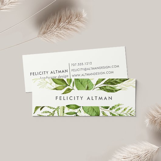 Wild Meadow | Groene Waterverf Botanisch Mini Visitekaartje