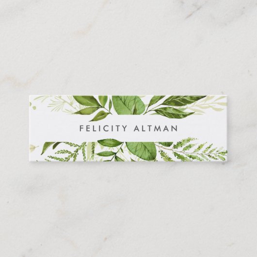 Wild Meadow | Groene Waterverf Botanisch Mini Visitekaartje (Voorkant)