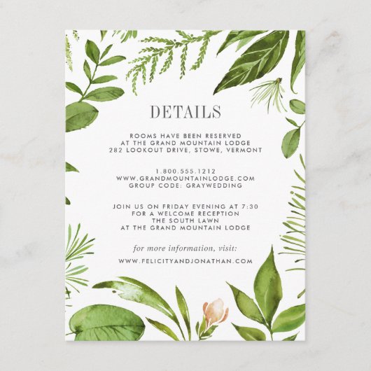 Wild Meadow Guest Information Kaart (Voorkant)