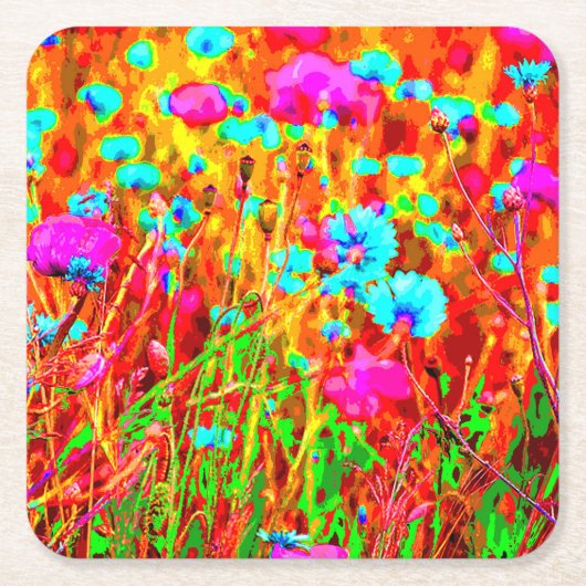 Wild Meadow in Bloom Pop Art Kartonnen Onderzetters (Voorkant)