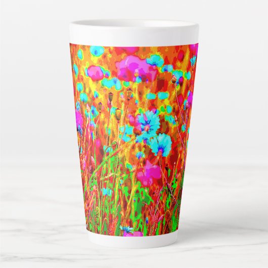 Wild Meadow in Bloom Pop Art Latte Mok (Voorkant)
