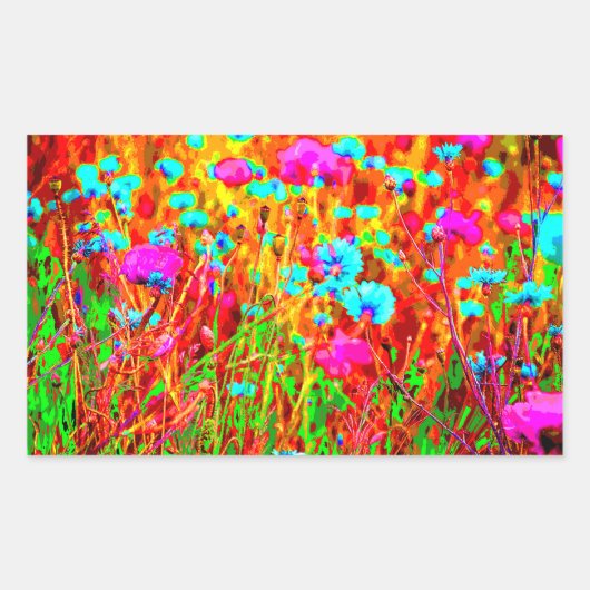 Wild Meadow in Bloom Pop Art Rechthoekige Sticker (Voorkant)