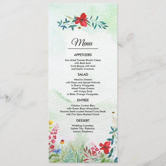 Wild Meadow | Kaart van het menu Zomer-bruiloft (Voorkant)