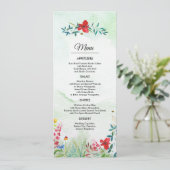 Wild Meadow | Kaart van het menu Zomer-bruiloft (Staand voorkant)