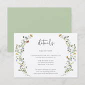 Wild Meadow krans bruiloft details Informatiekaartje (Voorkant / Achterkant)