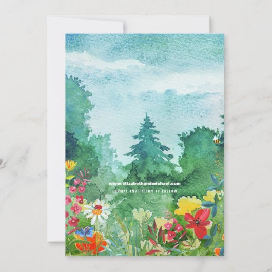 Wild Meadow | Lijst wilde bloemen | Fotobruiloft Save The Date (Achterkant)