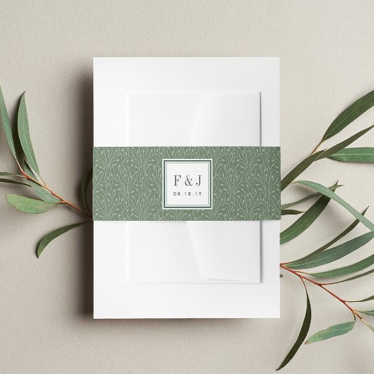 Wild Meadow | Monogram wijnpatroon Uitnodigingen Wikkel