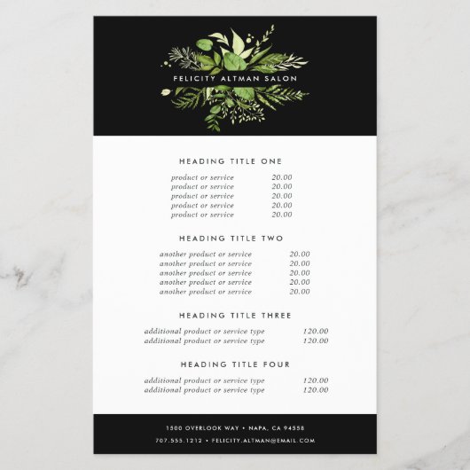 Wild Meadow Pricing & Services Flyer (Voorkant)