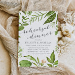 Wild Meadow Rehearsal Dinner Invitation Kaart<br><div class="desc">Onze uitnodiging voor het repetitief diner Wild Meadow bevat de details van je repetitieve diner in grijs, omgeven door geschilderde waterverf groen in luchtige tinten van lentegroen, olijven en fern. Een moderne, maar organische keuze met chic calligraphy accents, voor lente- of zomerrepetities met verse groene bladeren en stengels in Greenery,...</div>