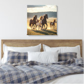 Wild Meadow Run – Majestic Horse Herd with Foals Canvas Afdruk (Insitu (Slaapkamer))
