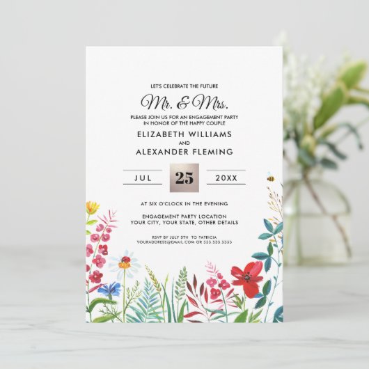 Wild Meadow Summer Forest Engagement Party nodigt Kaart (Staand voorkant)