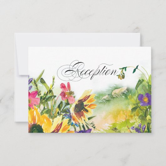 Wild Meadow Sunflower Wedding Reception Kaart (Voorkant)