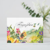 Wild Meadow Sunflower Wedding Reception Kaart (Staand voorkant)