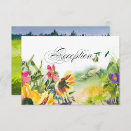 Wild Meadow Sunflower Wedding Reception Kaart