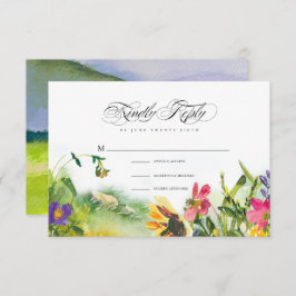 Wild Meadow Sunflower Wedding RSVP Kaart