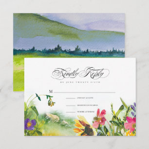 Wild Meadow Sunflower Wedding RSVP Kaart