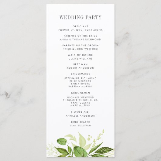 Wild Meadow Wedding Ceremony Program Programmakaart (Achterkant)
