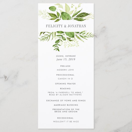 Wild Meadow Wedding Ceremony Program Programmakaart (Voorkant)