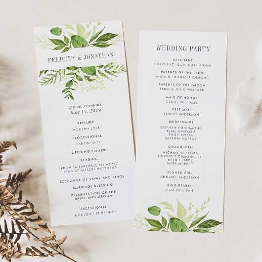 Wild Meadow Wedding Ceremony Program Programmakaart