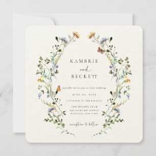 Wild Meadow Wreath Wedding Kaart