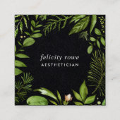 Wild Meadow | Zwart botanisch Lijst Vierkante Visitekaartje (Voorkant)