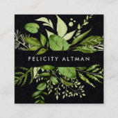 Wild Meadow | Zwart botanisch Vierkante Visitekaartje (Voorkant)