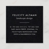 Wild Meadow | Zwart botanisch Vierkante Visitekaartje (Achterkant)