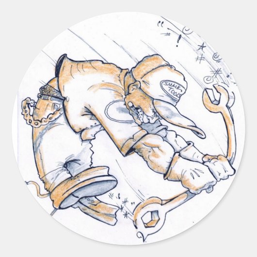 Wild Mechanic Wrencher Ronde Sticker (Voorkant)