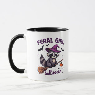 Wild meisje Halloween Griezelen Wasbeer Heks Cadea Mok