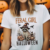 wild meisje halloween  wasbeer t-shirt