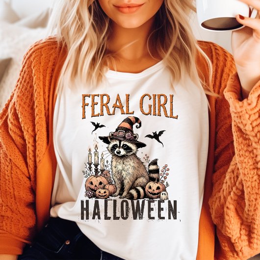 wild meisje halloween  wasbeer t-shirt