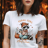wild meisje herfst  wasbeer t-shirt